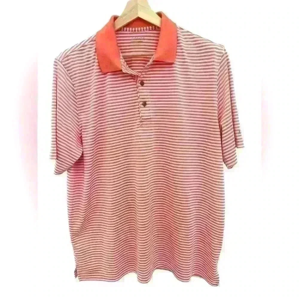 Bundle of Two Golf Polos. Izod Orange & White Stripe & Pro Tour Yellow & Blue